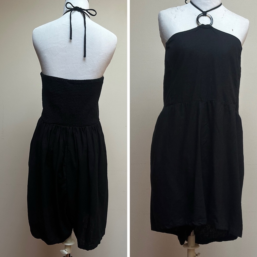 Old Navy Linen Black Halter Romper Size XXL